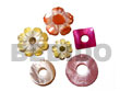 6 pcs. colored hammershell pendants
