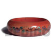Light Red Mahogany Tone Wooden Bangle Embossed Metallic Handpain