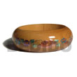 Natural Mahogany Tone Wooden bangle Embossed Metallic Hand Paint