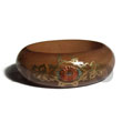 Golden Oak tone wooden Bangle with embossed metallic handpaintin