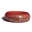 Light Red Mahogany Tone Wooden Bangle with Embossed Metallic Han