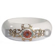 White Stained Wooden bangle with Embossed Metallic Hand Painting