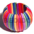elastic multicolored natural white Wooden Bangles