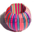 elastic multicolored natural white Wooden Bangles