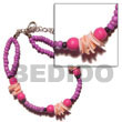 2 rows 2-3mm coco pklt. lavender w/ pink rose and wood beads