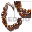 12 rows brown/white twisted glass beads