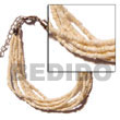 6 rows cr�me multi layered twisted glass beads