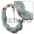 12 rows aqua blue twisted glass beads