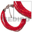 6 rows red multi layered glass beads