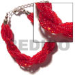 12 rows red twisted glass beads