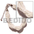 12 rows white twisted glass beads
