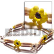 2 rows sig-id wood tube w/ yellow/bleached white 2-3mm coco poka