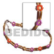 2 rows sig-id wood tube w/ red/lavender/tiger 2-3mm coco pokalet