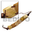 sq. cut mop weaved w/ wax cord-ext. chain/wood beads