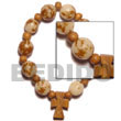 buri seeds/wood beads rosary bracelet