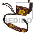 macramie nat. brown  coco id bracelet w/ painted flower design