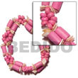 2 rows pink wood tube w/ matching 4-5mm coco pklt. & pink rose e