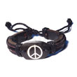 Natural surfer leather bracelet peace symbol