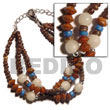 3 rows coco pklt. nat. brown w/ buri seed, palmwood & silver met