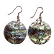 35mm dangling round paua Shell Earrings