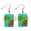 35mm x 25mm rectangular blue capiz w/  handpainted design