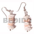 dangling white rose w/ Shell Earrings