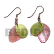 pink/green  dangling hammershell Shell Earrings