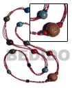 2 rows red cut Long Endless Necklace