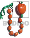 wooden imitation kukui nut  choker / orange ( 11pcs. ) / adjusta
