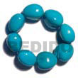 elastic 8 pcs. wooden imitation kukui nuts  bracelet / bright bl