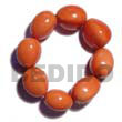 elastic 8 pcs. wooden imitation kukui nuts  bracelet / orange