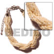 Natural 12 rows creme twisted Glass Beads Bracelets Glass Beads Bracelets