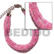 6 rows pink multi Glass Beads Bracelets