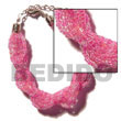 Natural 12 rows pink twisted Glass Beads Bracelets Glass Beads Bracelets