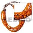 Natural 6 rows orange multi Glass Beads Bracelets Glass Beads Bracelets