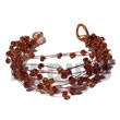 Natural 8 Rows Copper Wire Cuff Bracelet with Glass Beads Bracelets