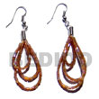 Natural Dangling Looped Brown Cut Beads Glass Beads Earrings