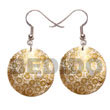 Natural 35mm round hammershell w/ Hand Painted Earrings Hand Painted Earrings