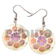 Natural 35mm round MOP w/ Hand Painted Earrings Hand Painted Earrings