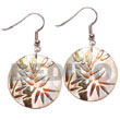 Natural 35mm round hammershell w/ Hand Painted Earrings Hand Painted Earrings