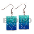 Natural 35mm x 25mm rectangular Hand Painted Earrings Hand Painted Earrings