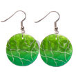 Natural 35mm round green capiz Hand Painted Earrings Hand Painted Earrings