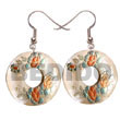 Natural 40mm donut hammershell w/ Hand Painted Earrings Hand Painted Earrings