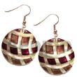 Natural Dangling 35mm Round Kabibe Shell, Handpainted, Embellished Hand Painted Earrings