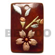 Natural rectangular 40mm black tab Hand Painted Pendant Hand Painted Pendant