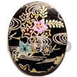 Natural oval 40mm black tab Hand Painted Pendant Hand Painted Pendant