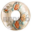 Natural round 50mm hammershell donut Hand Painted Pendant Hand Painted Pendant