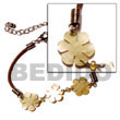 Natural 3 small MOP flowers Leather Bracelets Leather Bracelets