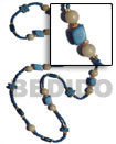 Natural blue wood beads / Long Endless Necklace Long Endless Necklace