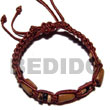Natural Tube Wood Beads in Macrame Satin Cord Macrame Bracelets